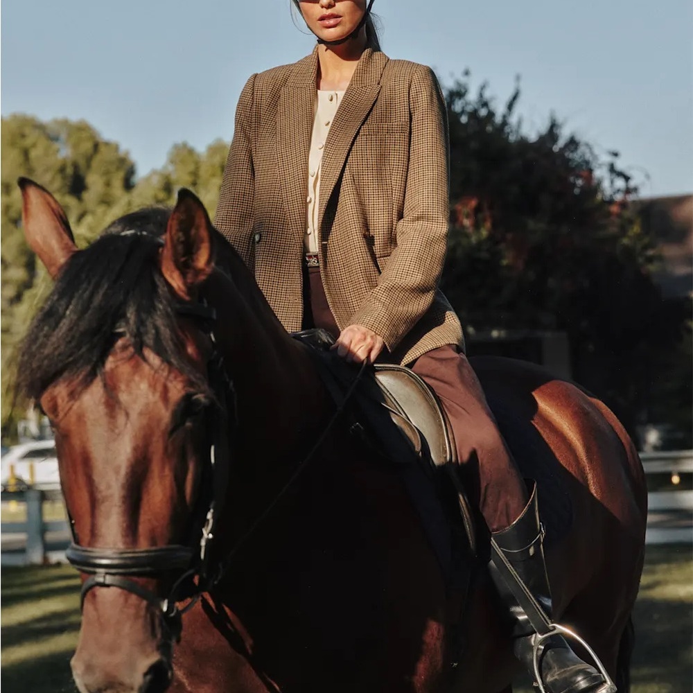 Women's Houndstooth Blazer Coat - Picture 4 of 4